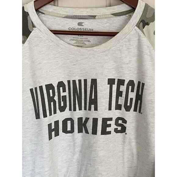 Virginia Tech Hokies Beige Tan Camo L/S T-Shirt Men's Size 2XL NCAA Colosseum - Picture 4 of 8
